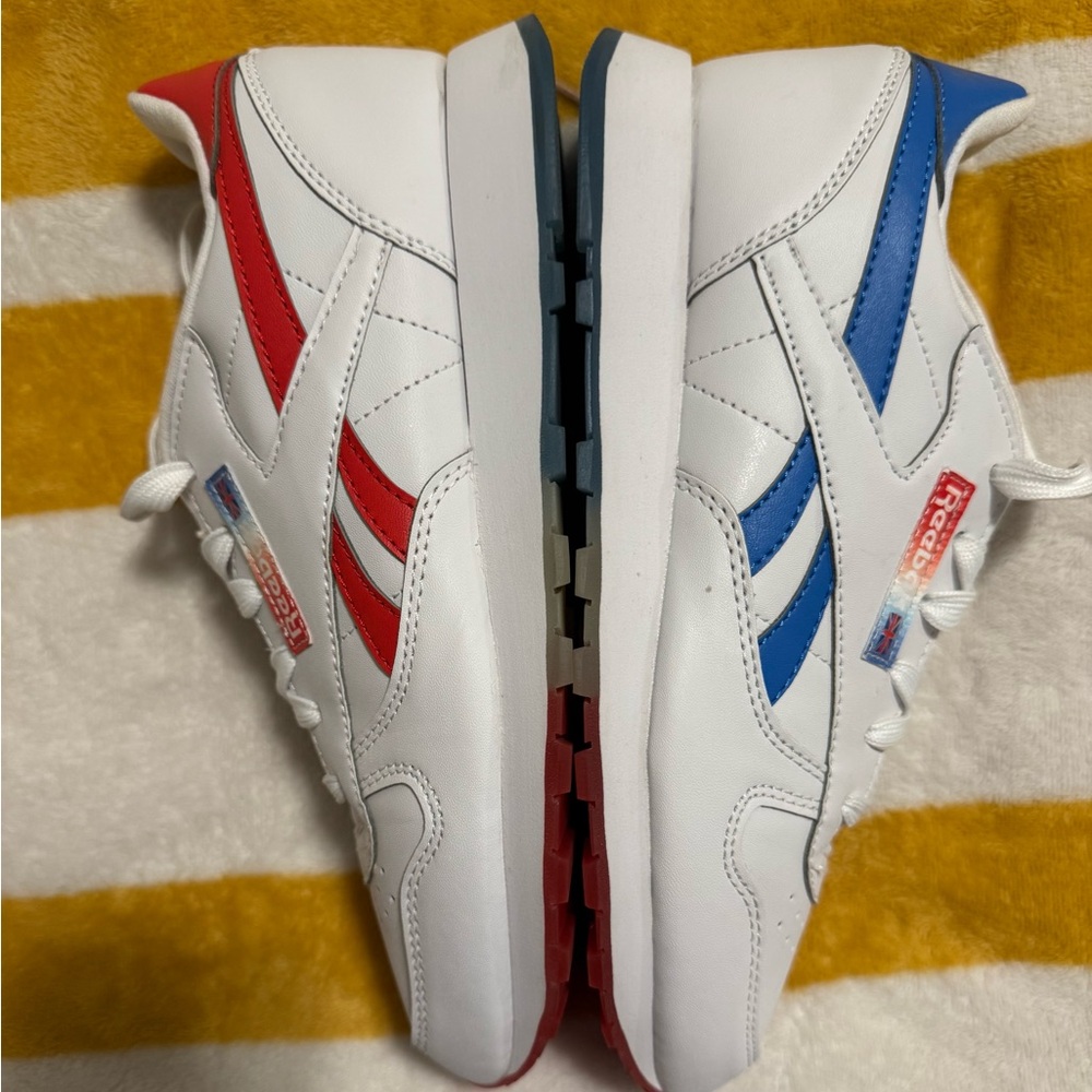 Reebok Classic White Sneakers with Red and Blue Highlights Popsicle style